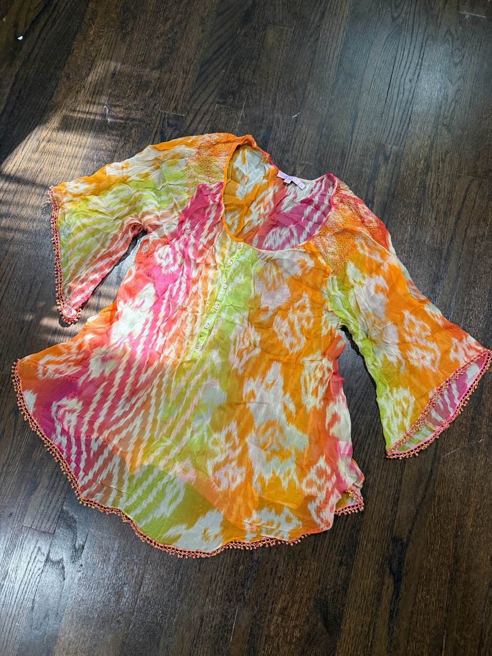 Bright Multicolor Tie-Dye Womens Lightweight Tunic Top